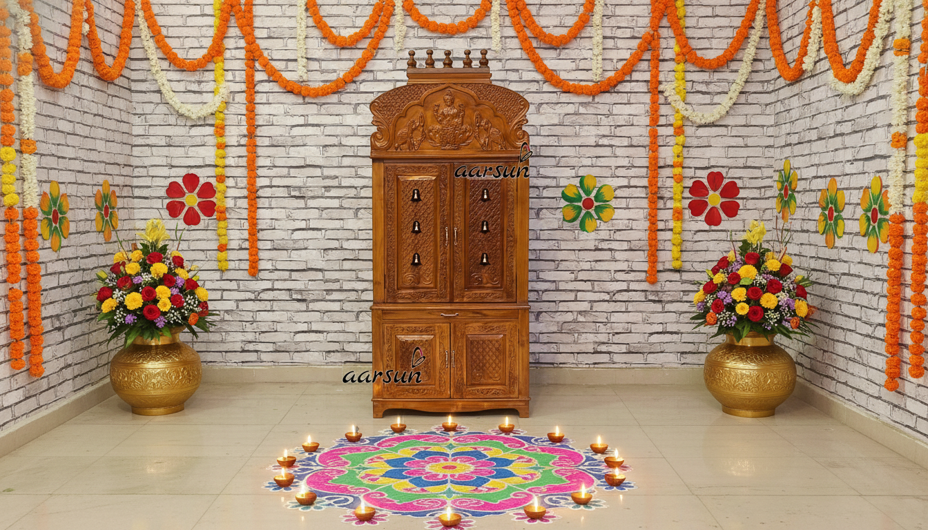 Majestic Handcrafted Teak Mandir Grand Edition